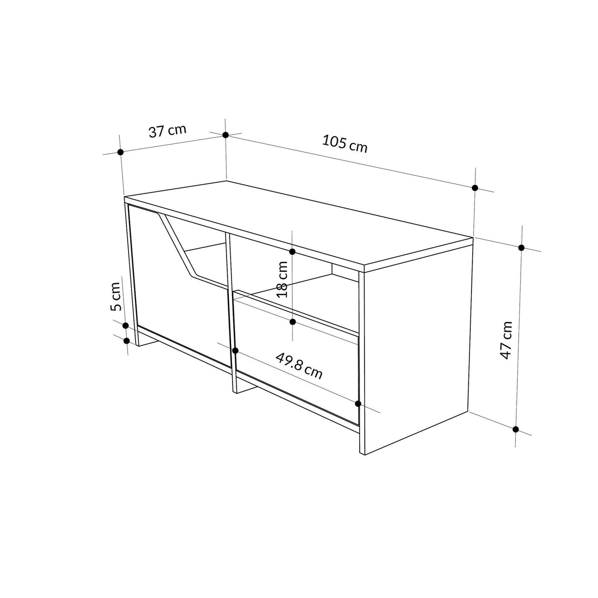 Schoenenkasten - Schoenenkast Nexus Eik Wit Melamine 105x47x37 cm - Dimehouse