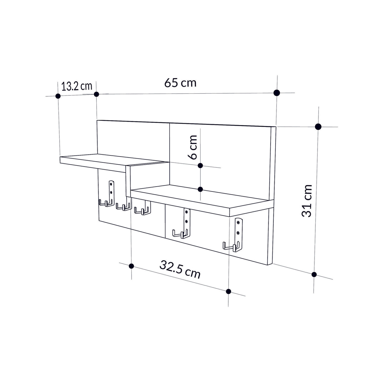 Perchero 5-Ganchos Look Mármol Lagona