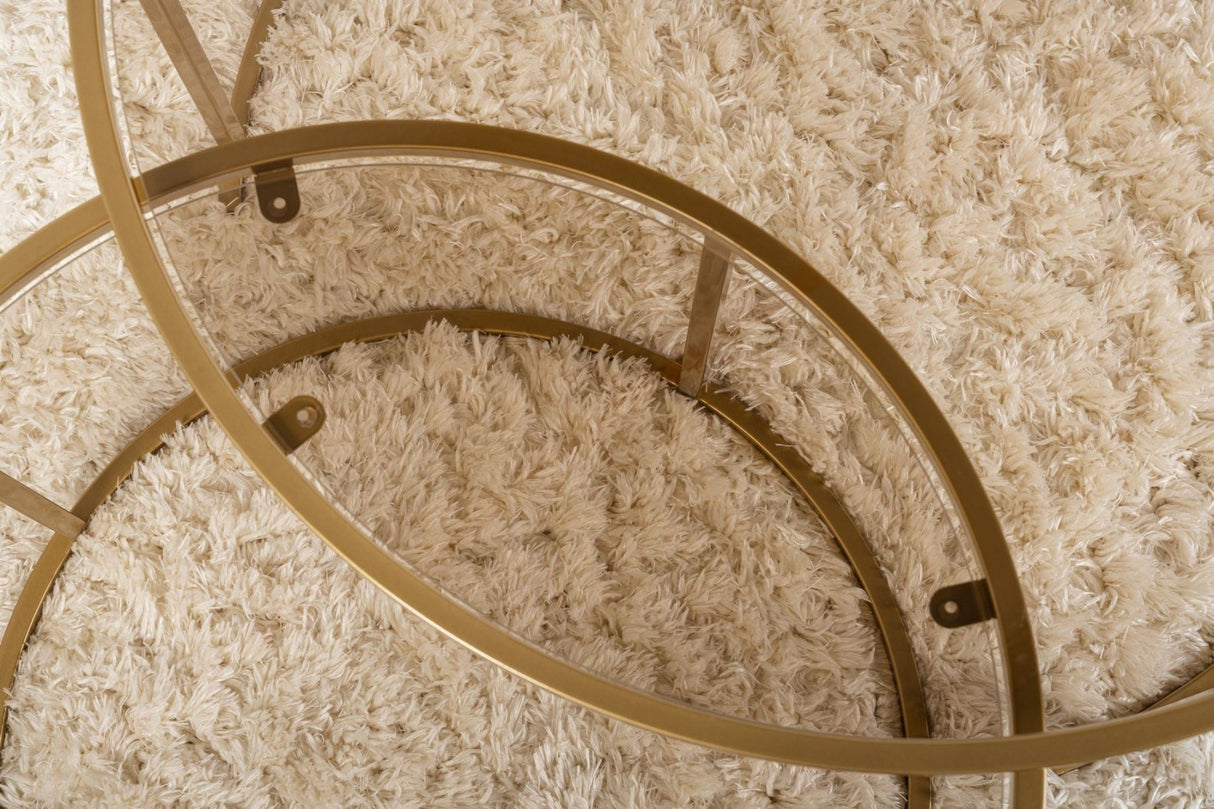 Salontafels - Moderne Ronde Salontafel Set van 2 Uru Goud - Brons Glas - 80/60 cm - Dimehouse