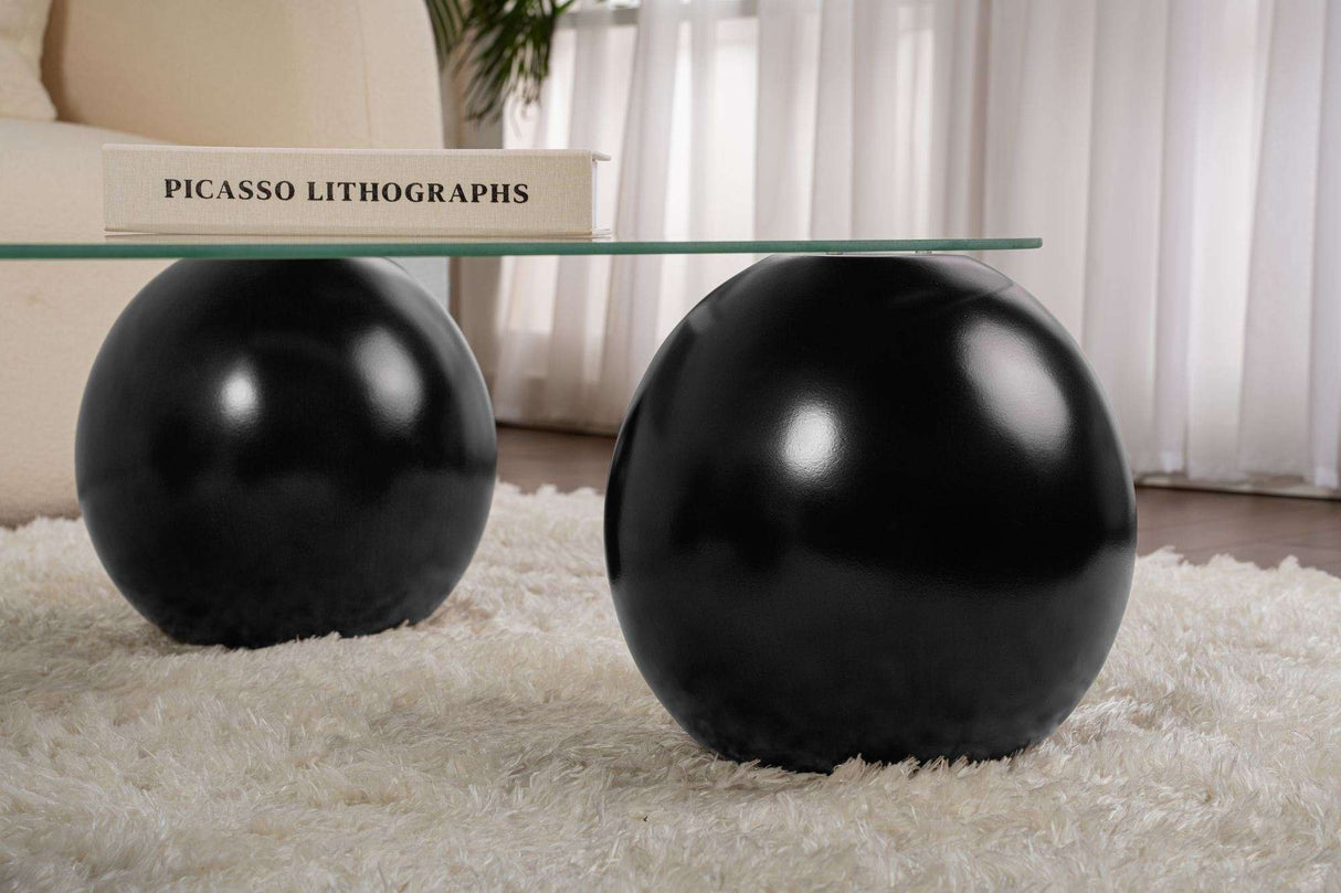 Salontafel Evara 118x75x30 cm zwart en transparant glas Black Transparent Tempered glass