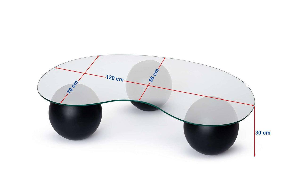 Salontafel Sphere 120x70x30 cm Zwart Grijs Black Grey Tempered glass