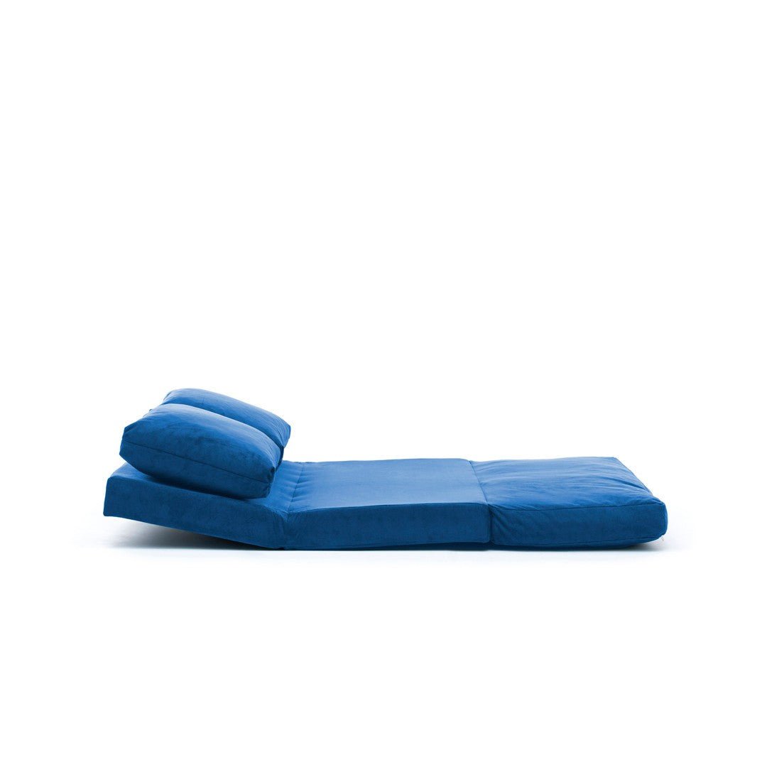 Sofá cama Japandi tela azul 2 plazas - respaldo bajo y regulable - Taida