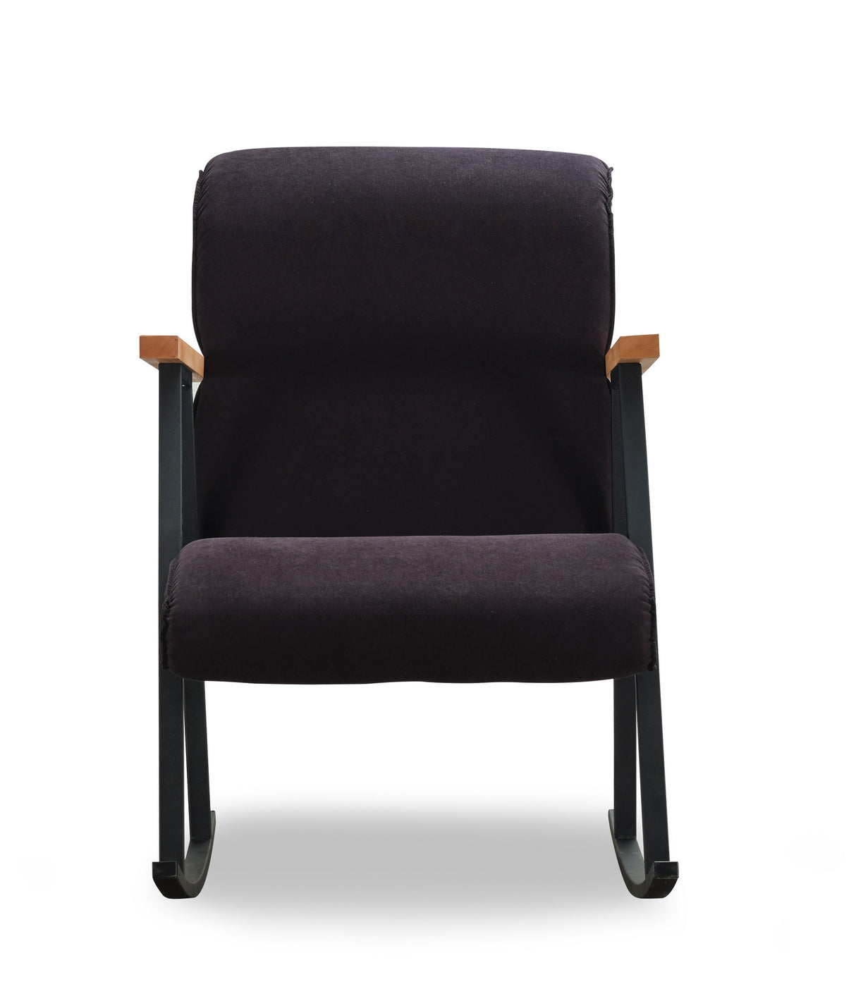 Fauteuils - Retro schommelstoel zwart velvet met beukenhout armleuning Yoka - Dimehouse