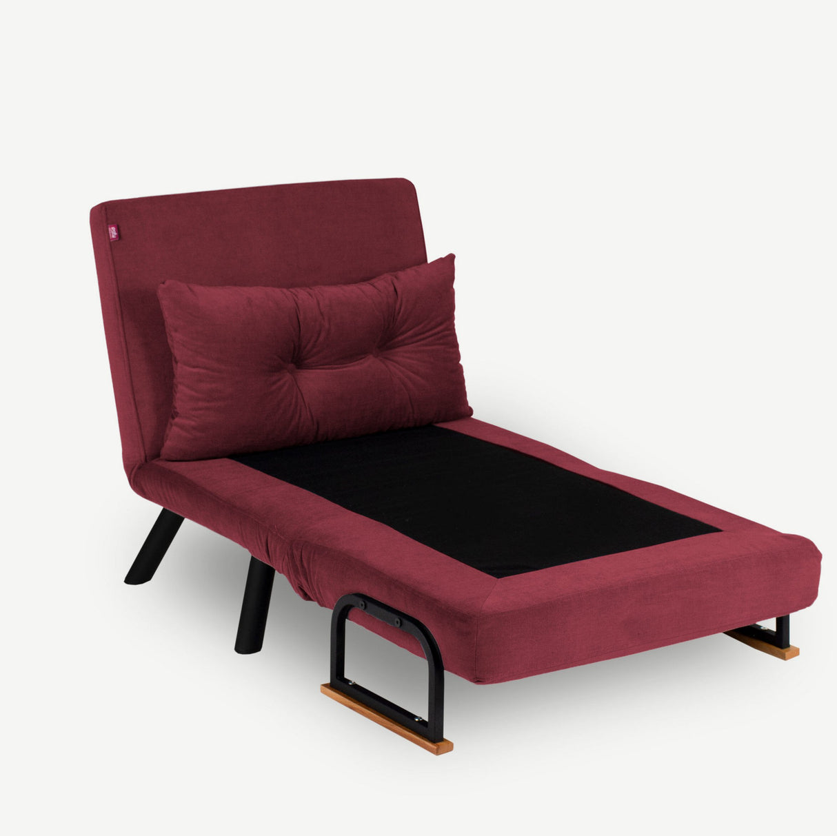 Fauteuils - Scandinavische slaapfauteuil Bordeaux Rood stof linnen look Sando - Dimehouse