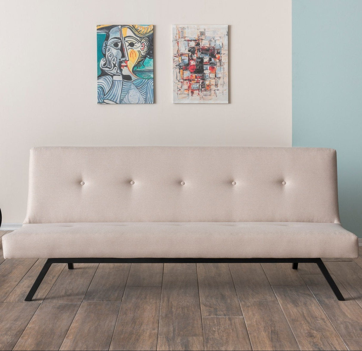 Sofá cama de 3 plazas Zoly Crema Tela - 180 cm - Sin reposabrazos - Acolchado