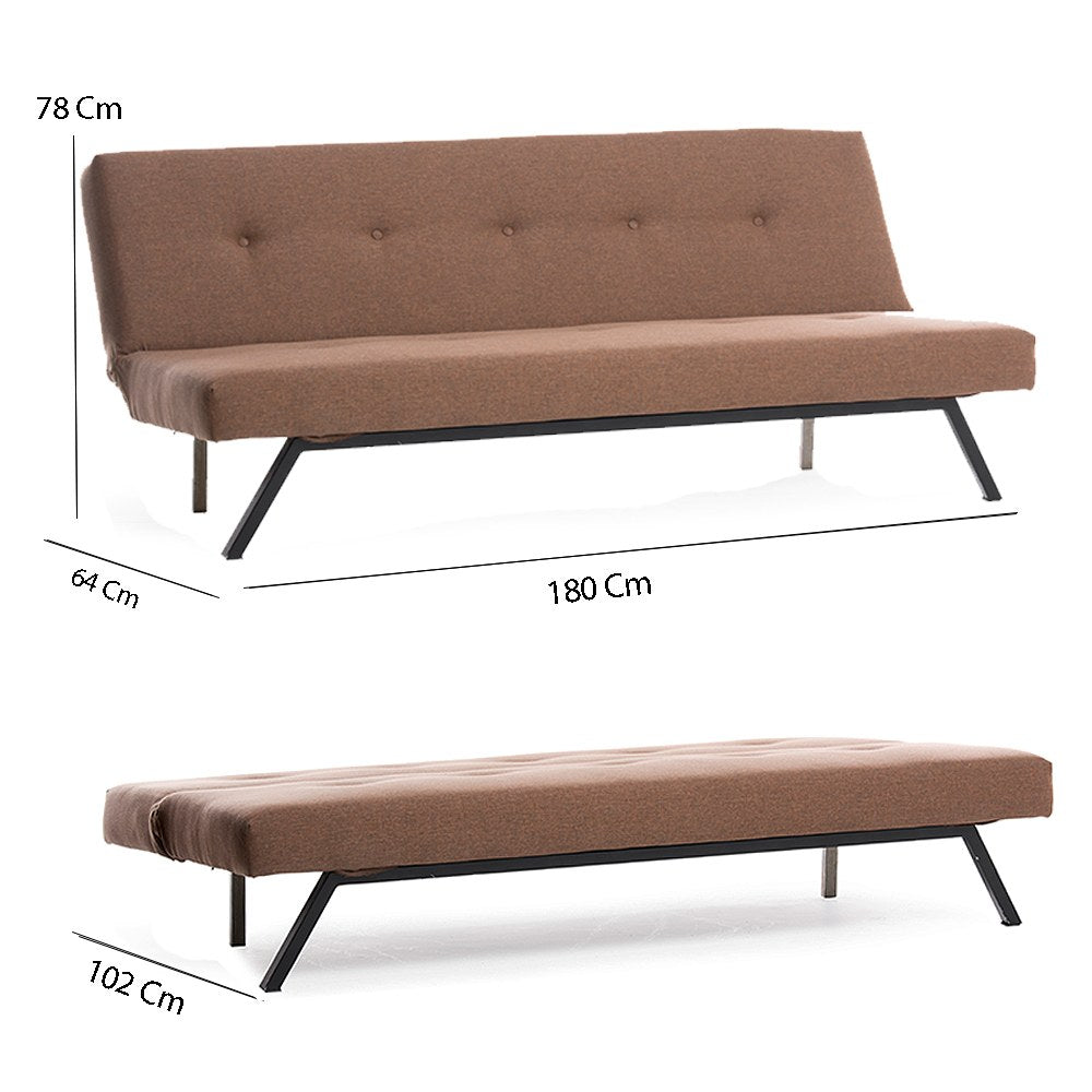 Sofá cama Zoly Tela Marrón 3 plazas - 180 cm - Sin reposabrazos - Zoly