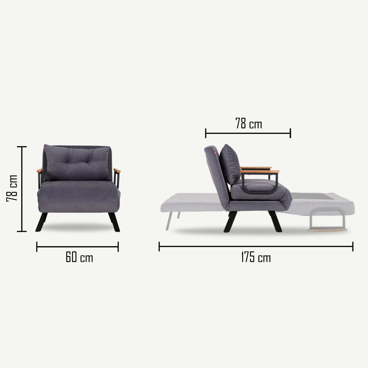 Fauteuils - Scandinavische slaapfauteuil Koper Bruin stof linnen look Sando - Dimehouse