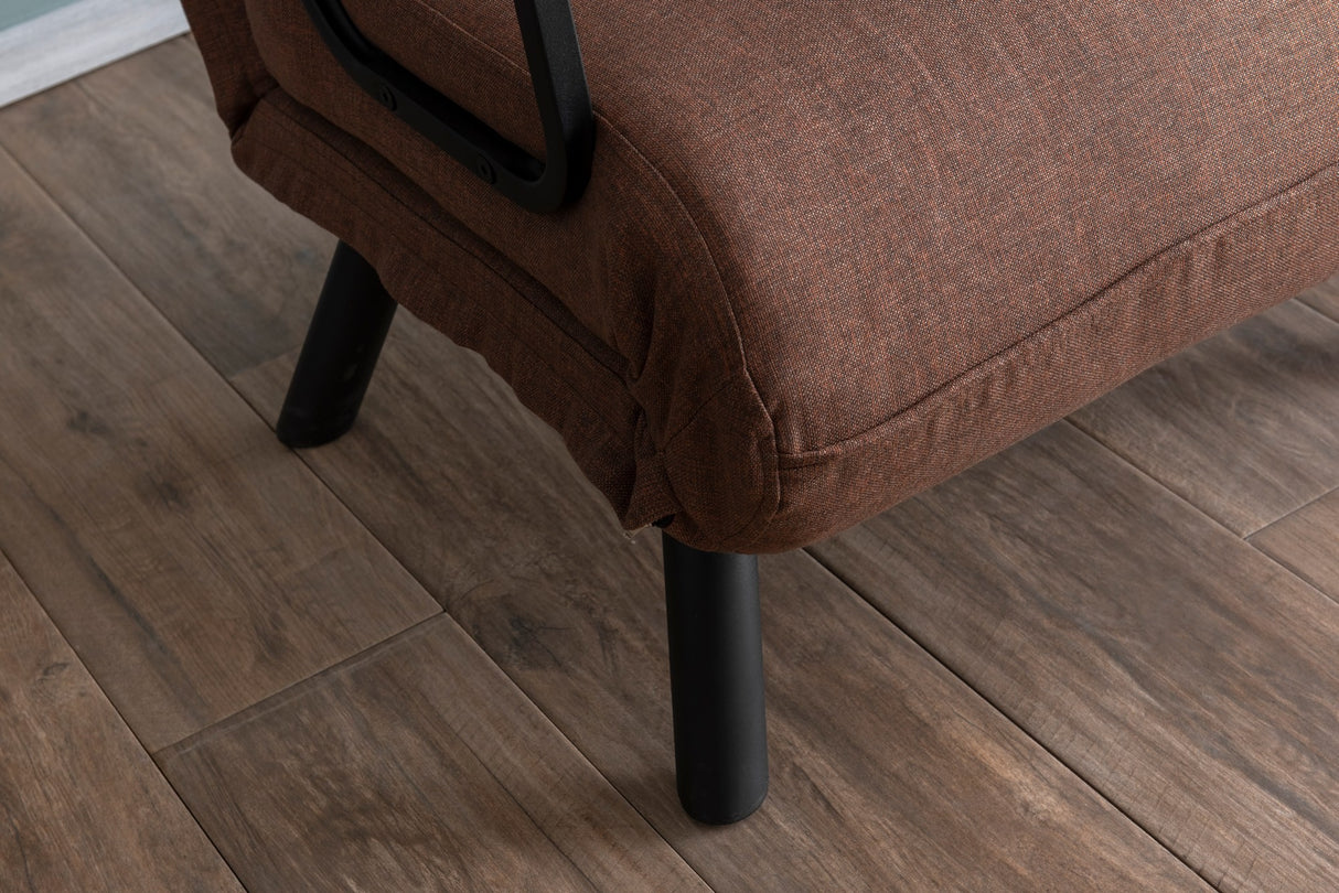 Fauteuils - Scandinavische slaapfauteuil Koper Bruin stof linnen look Sando - Dimehouse