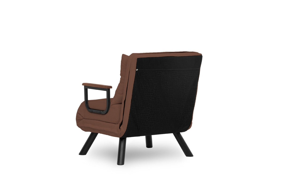 Fauteuils - Scandinavische slaapfauteuil Koper Bruin stof linnen look Sando - Dimehouse