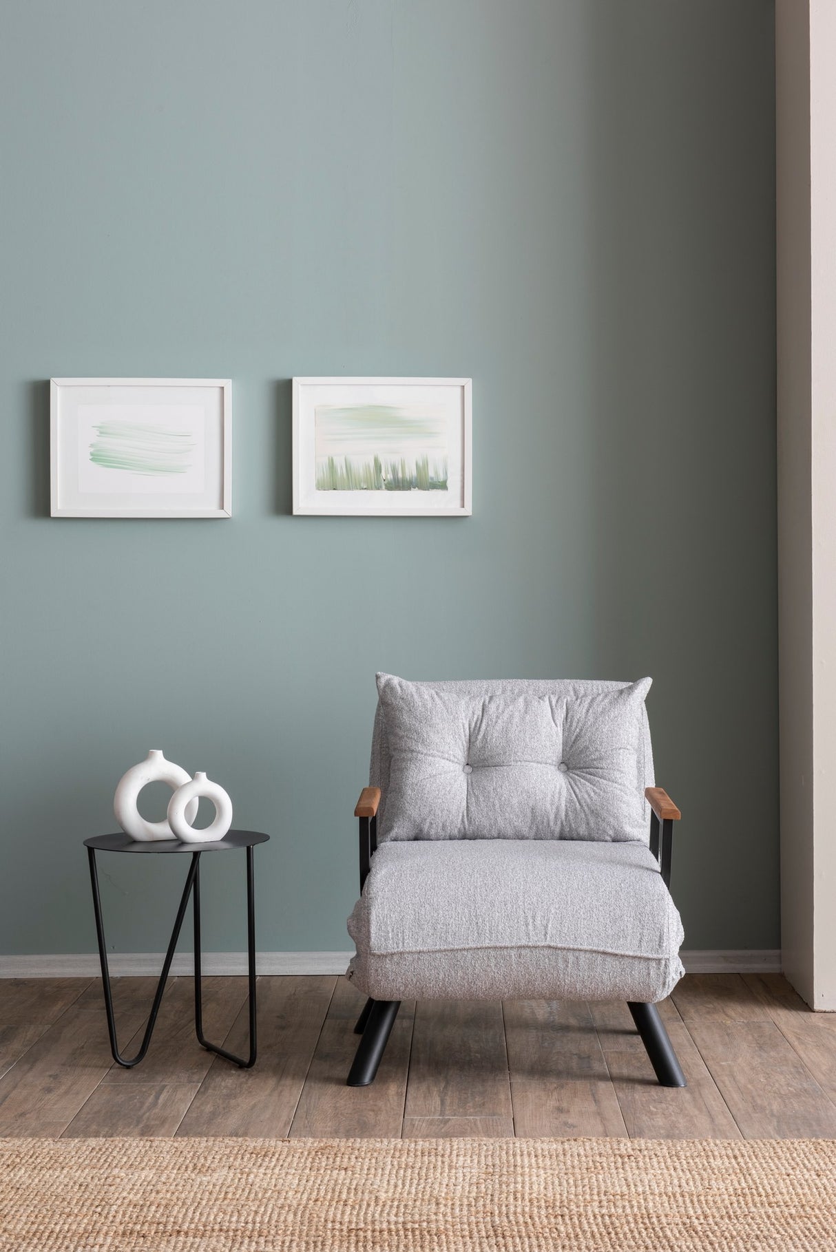 Sillón para dormir escandinavo Tejido de peluche gris Sando