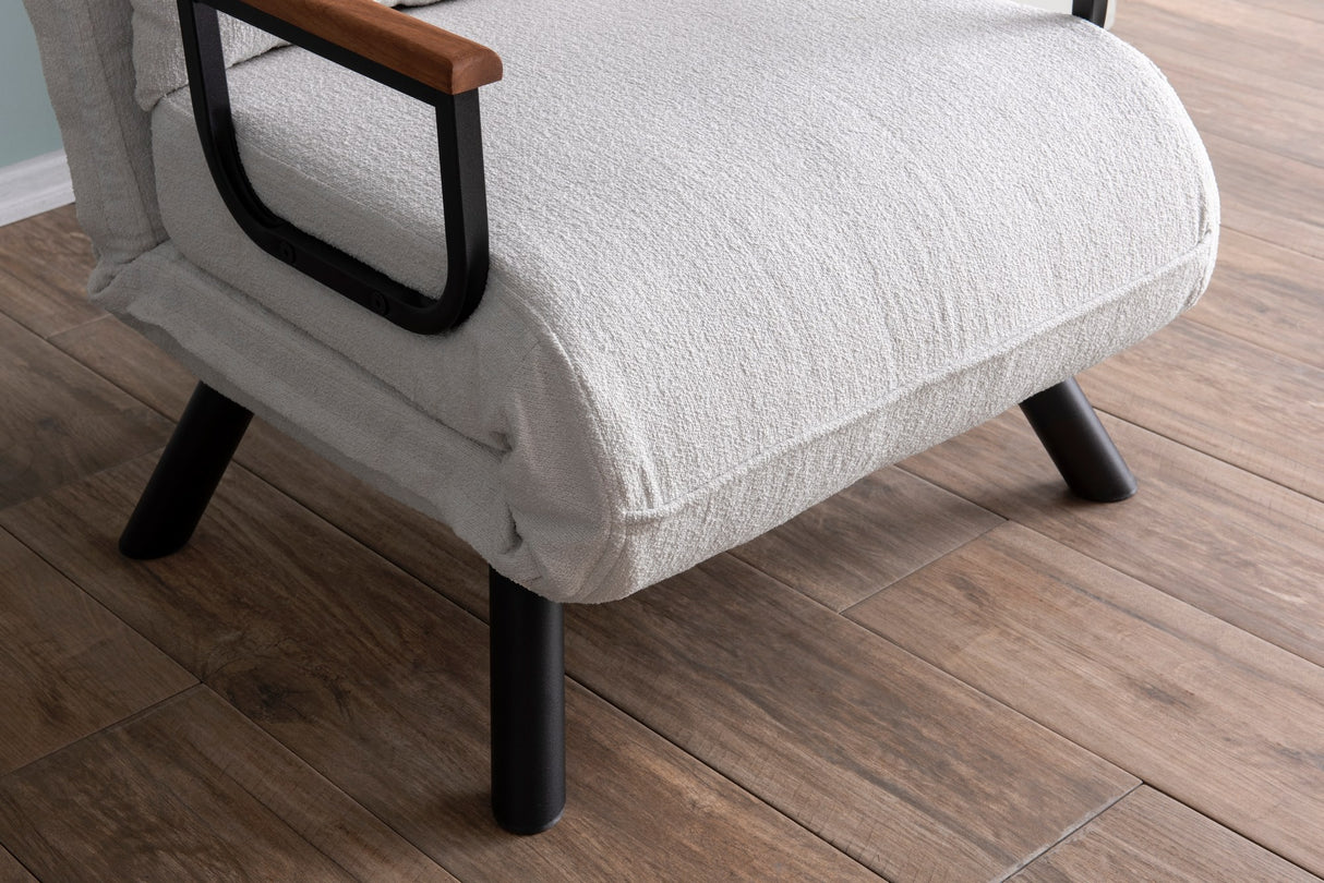 Fauteuils - Scandinavische slaapfauteuil Crème teddystof Sando - Dimehouse