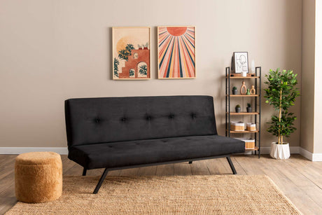 Sofá cama de 3 plazas Zoly negro de tela - 180 cm - Sin reposabrazos - Acolchado