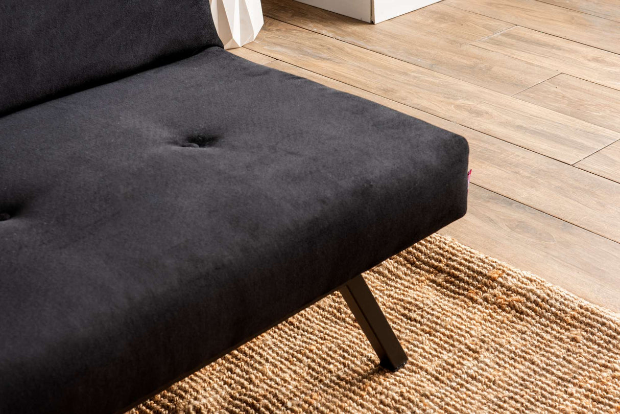 Sofá cama de 3 plazas Zoly negro de tela - 180 cm - Sin reposabrazos - Acolchado