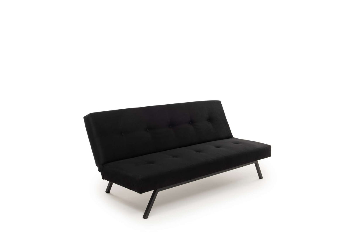Sofá cama de 3 plazas Zoly negro de tela - 180 cm - Sin reposabrazos - Acolchado