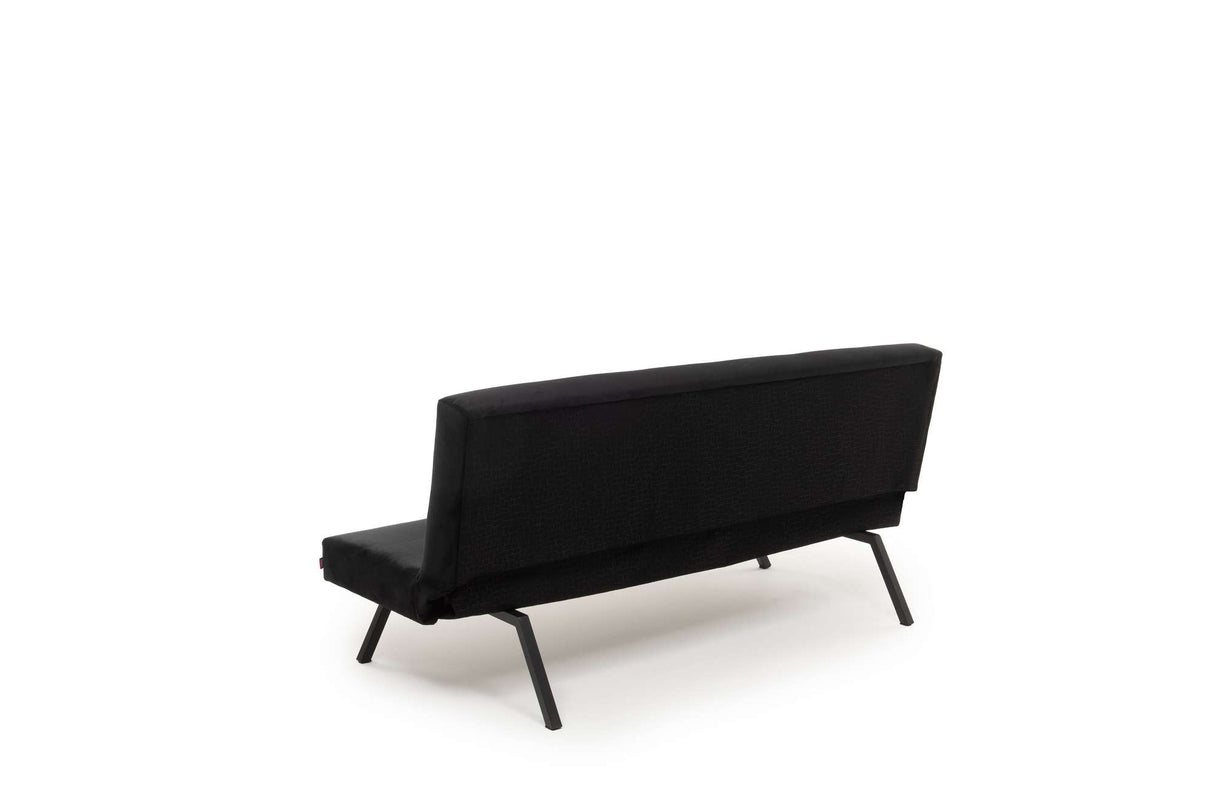 Sofá cama de 3 plazas Zoly negro de tela - 180 cm - Sin reposabrazos - Acolchado