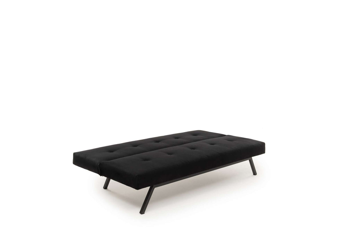 Sofá cama de 3 plazas Zoly negro de tela - 180 cm - Sin reposabrazos - Acolchado