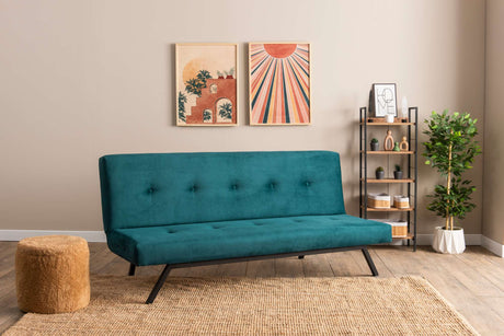 Sofá cama de 3 plazas Zoly Verde Petróleo Tela - 180 cm - Sin reposabrazos - Acolchado