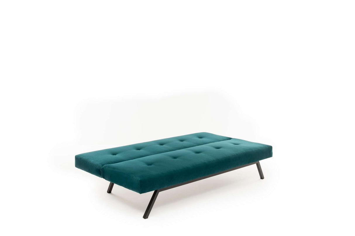 Sofá cama de 3 plazas Zoly Verde Petróleo Tela - 180 cm - Sin reposabrazos - Acolchado
