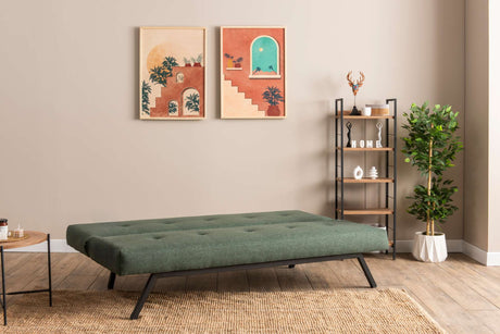 Sofá cama de 3 plazas Zoly Verde Tela - 180 cm - Sin reposabrazos - Acolchado