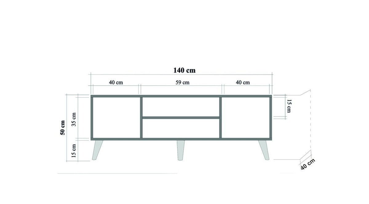 TV Meubels - TV Meubel Truva Sonoma Eik Melamine 140x50x40 cm - Dimehouse