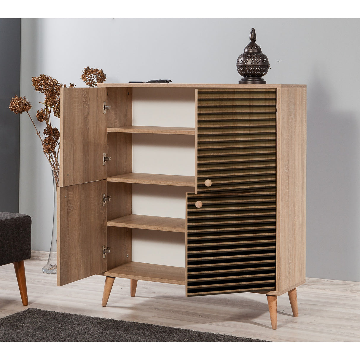 Wandkasten - Wandkast Multilux Sonoma Eik Melamine 95x111x36 cm - Dimehouse