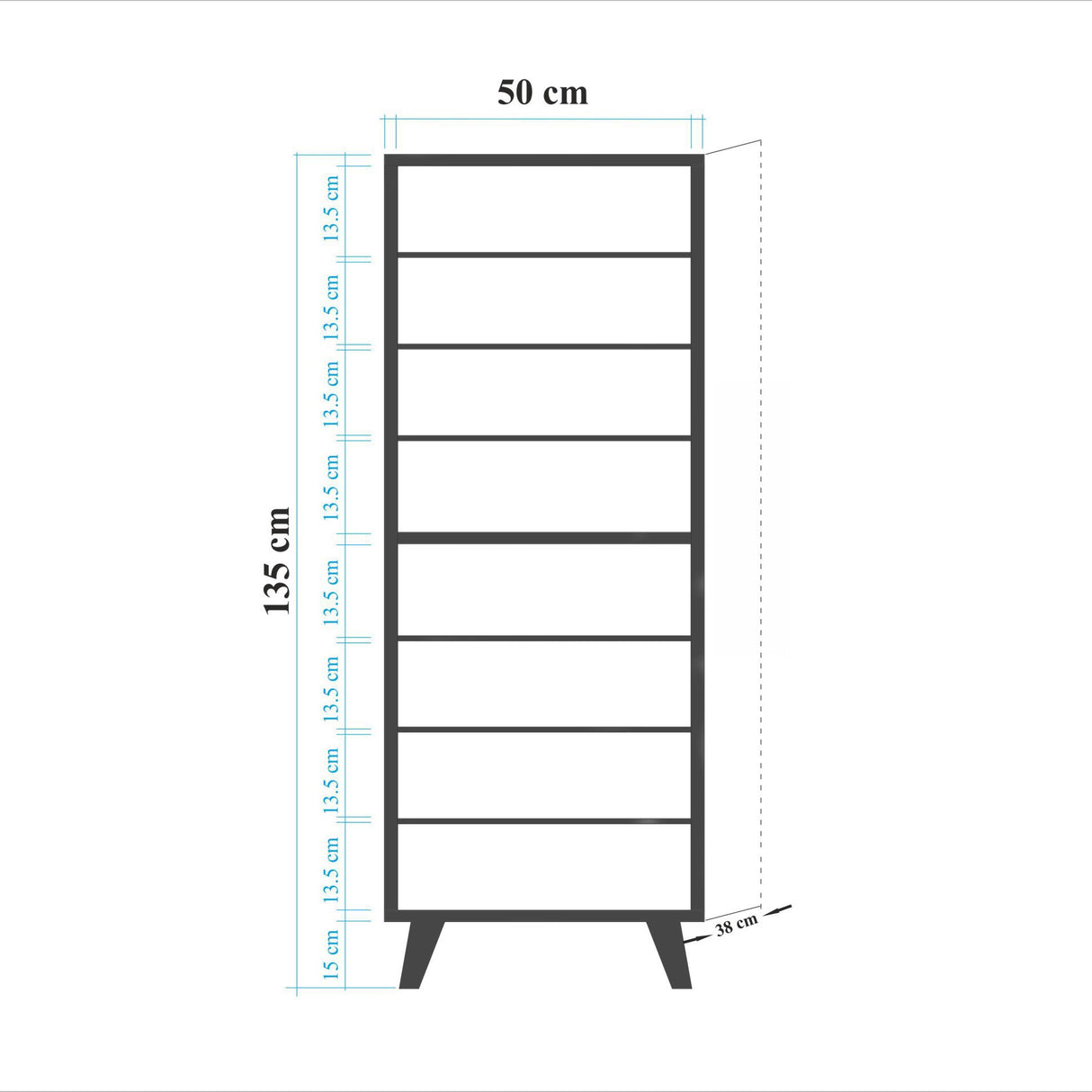 Schoenenkasten - Schoenenkast Filinta Sonoma Eik Tekening Melamine 50x135x38 cm - Dimehouse