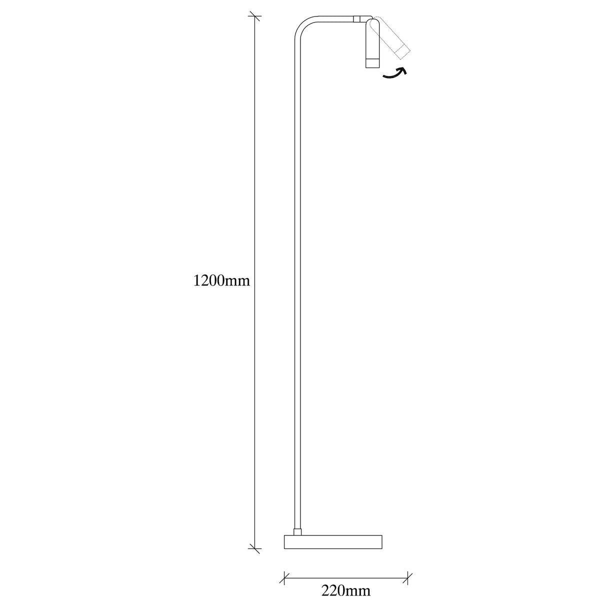 Lámpara de pie negra de metal Vox