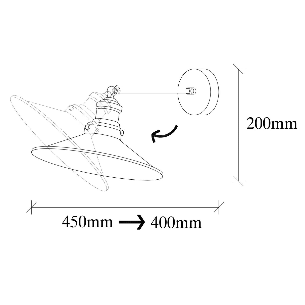 Lámpara de pared Negro Oro Metal Forja