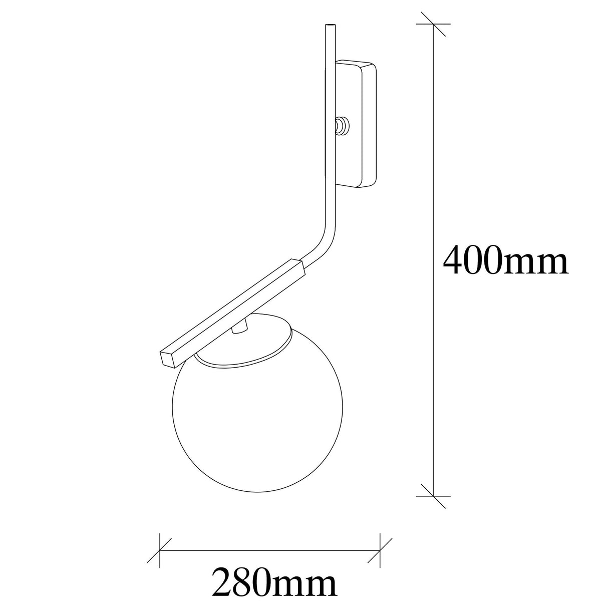 Lámpara de pared de vidrio negro Crux