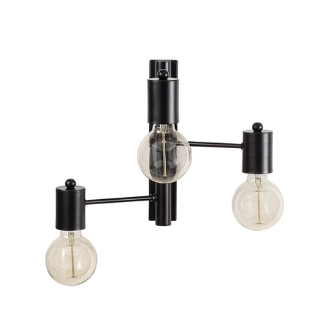 Lámpara de pared 3 luces Negro Metal Brisa