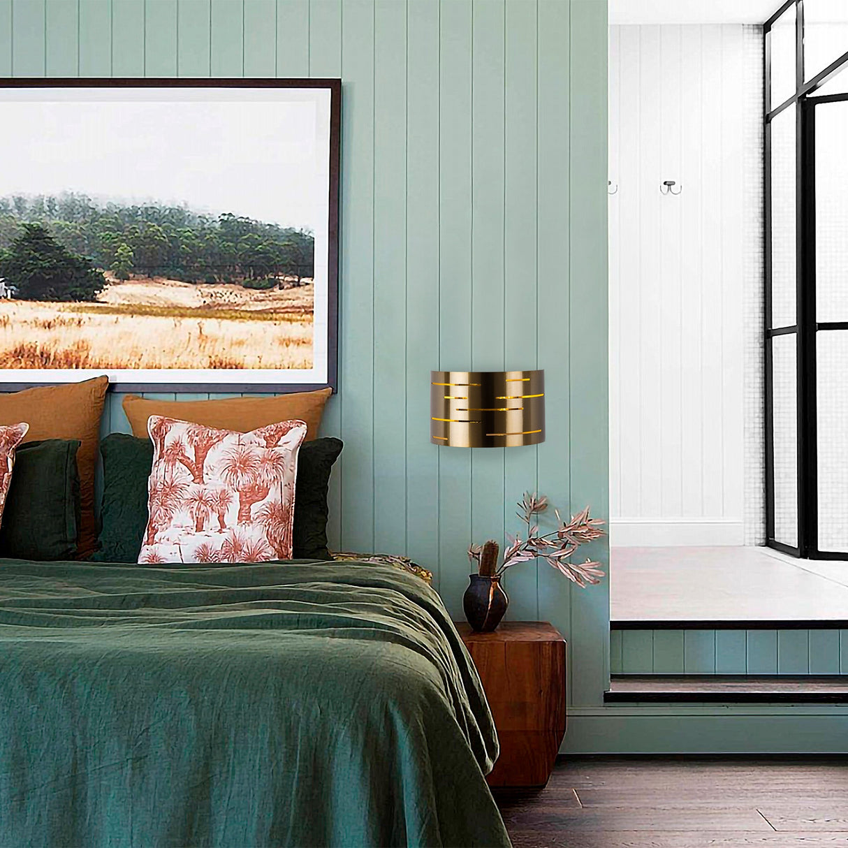 Lámpara de pared de 1 luz en metal color bronce Mesa