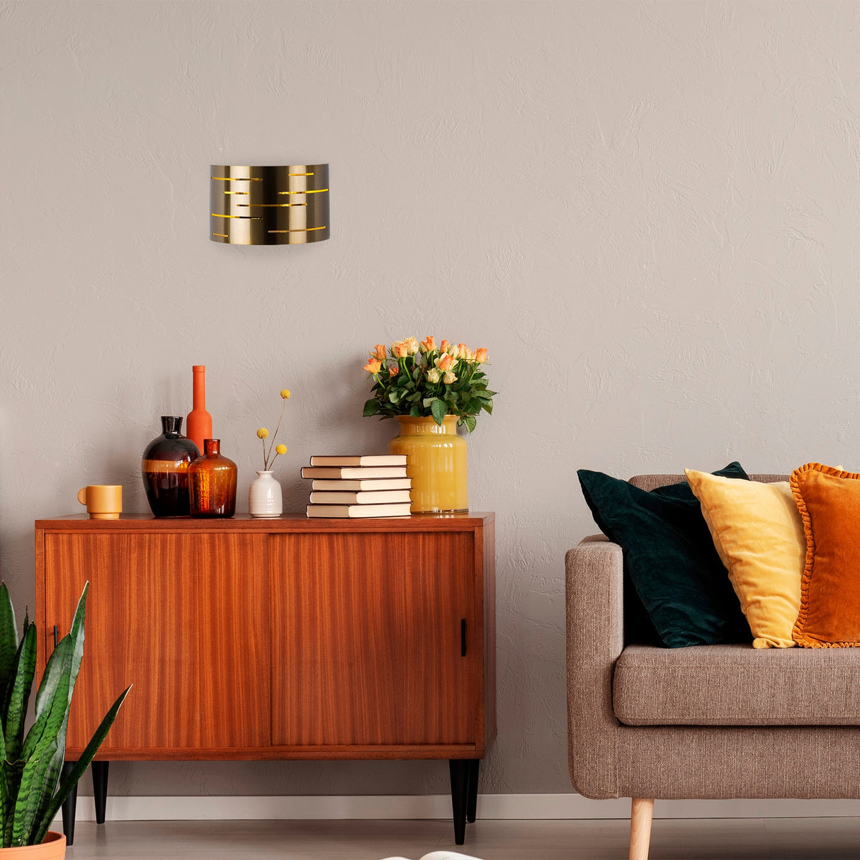 Lámpara de pared de 1 luz en metal color bronce Mesa