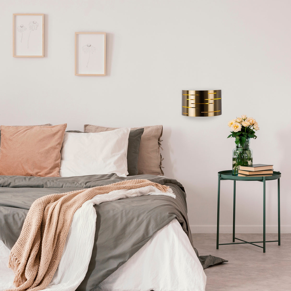 Lámpara de pared de 1 luz en metal color bronce Mesa