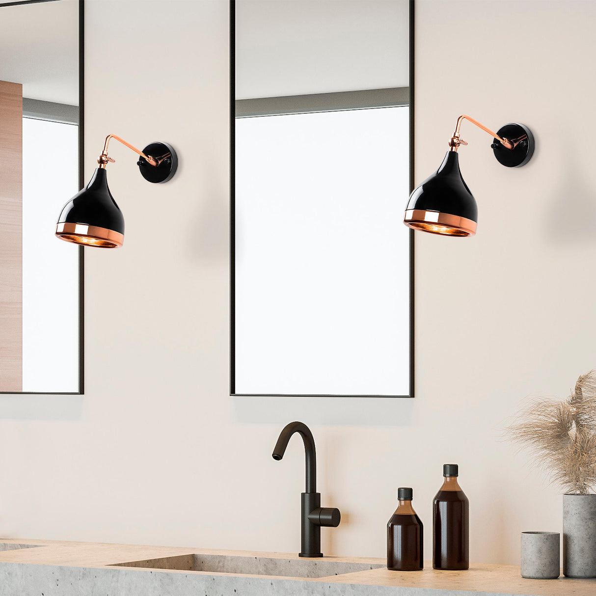 Lámpara de pared Negro Cobre Metal Agarre