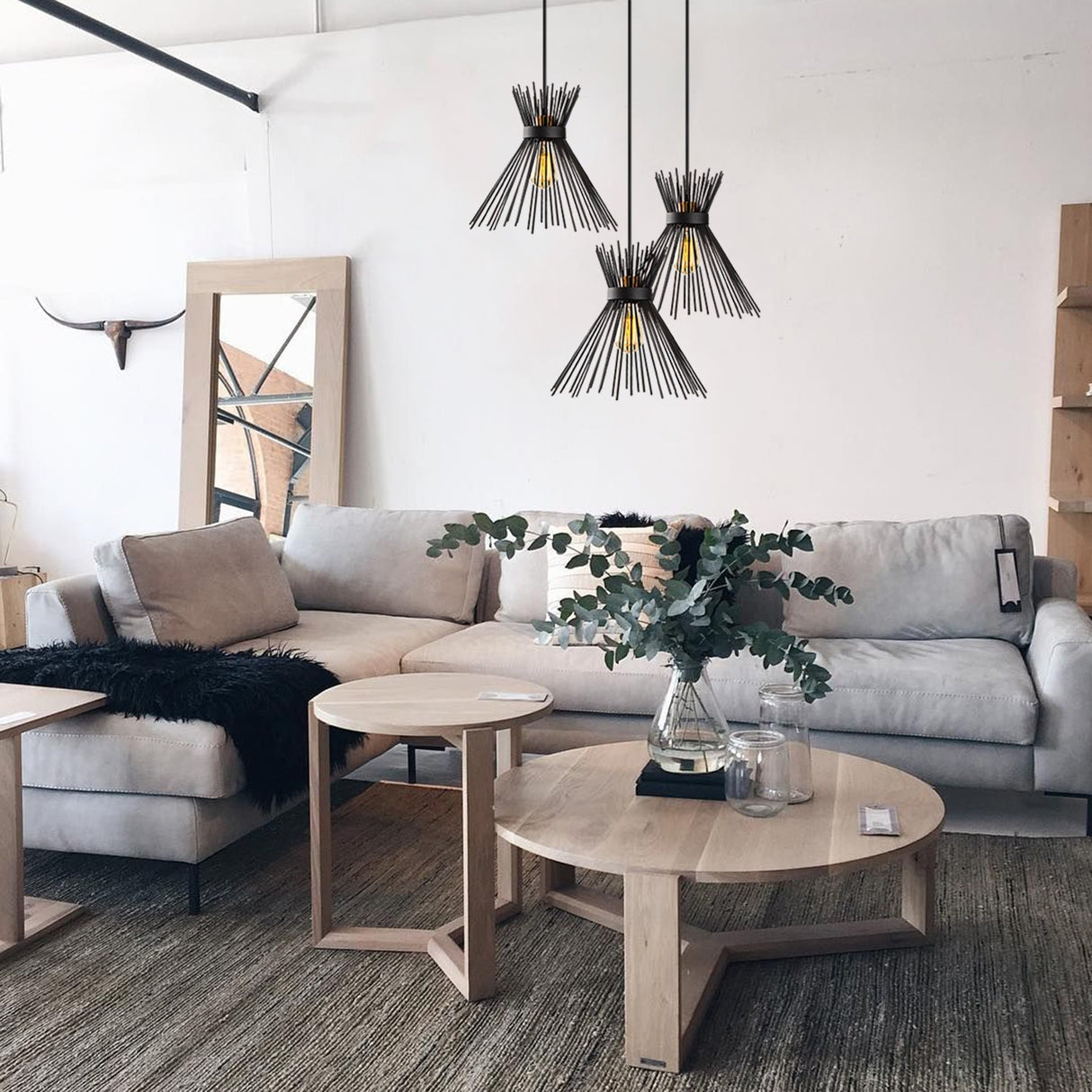 Lámpara colgante de 3 luces en metal negro Lyric