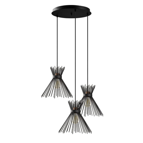 Lámpara colgante de 3 luces en metal negro Lyric