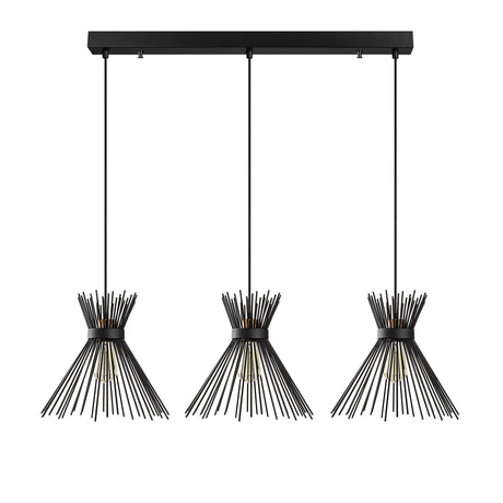 Lámpara colgante de 3 luces Negra Metal Lyric