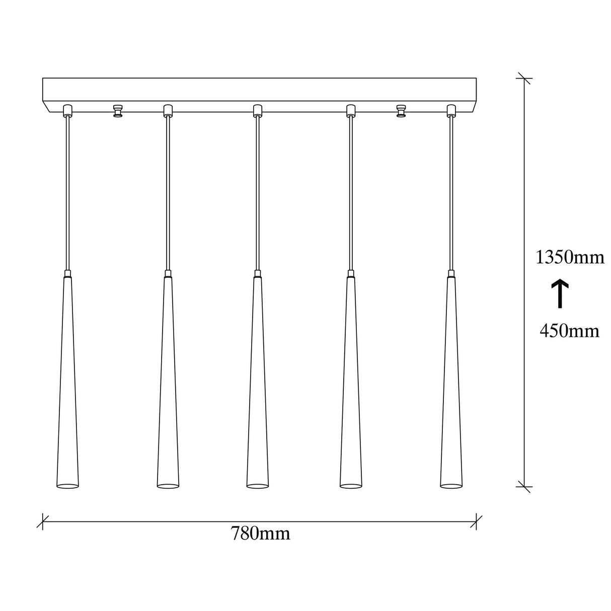 Lámpara colgante de 5 luces Negro Metal Vox