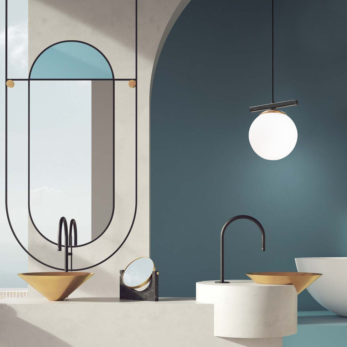 Lámpara colgante blanca de metal Spire