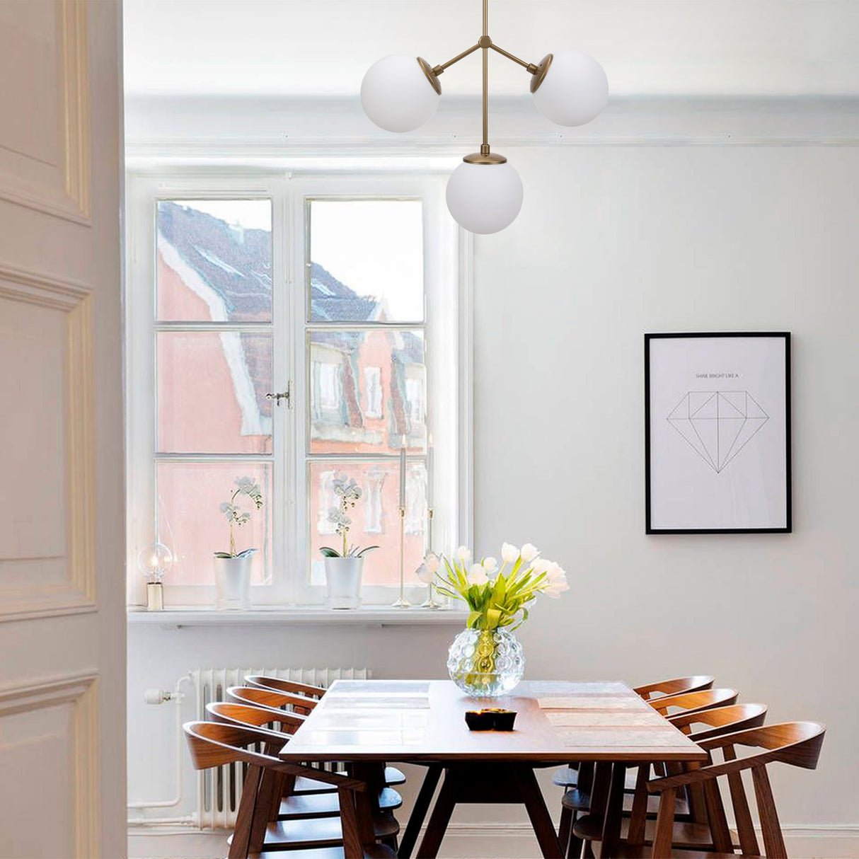 Lámpara colgante 3 luces Vidrio Polaris Blanco