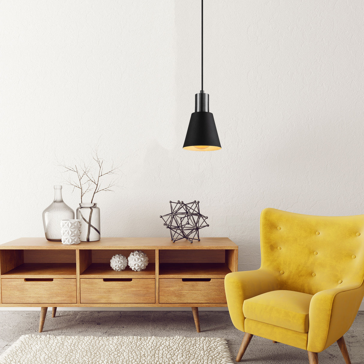 Lámpara colgante Negro Níquel Metal Velora