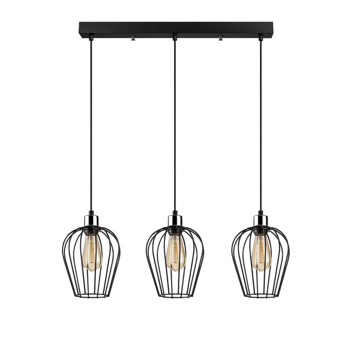 Lámpara colgante de 3 luces Negro Metal Depredador