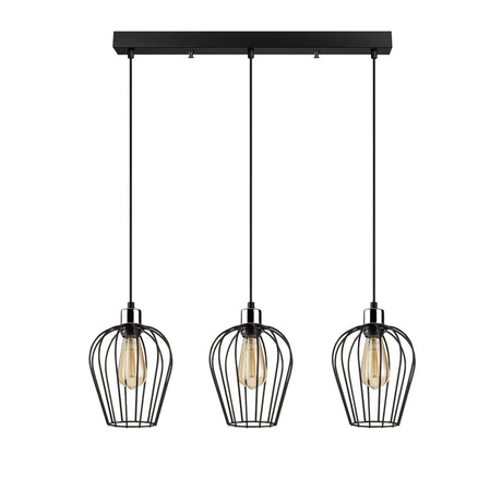 Lámpara colgante de 3 luces Negro Metal Depredador