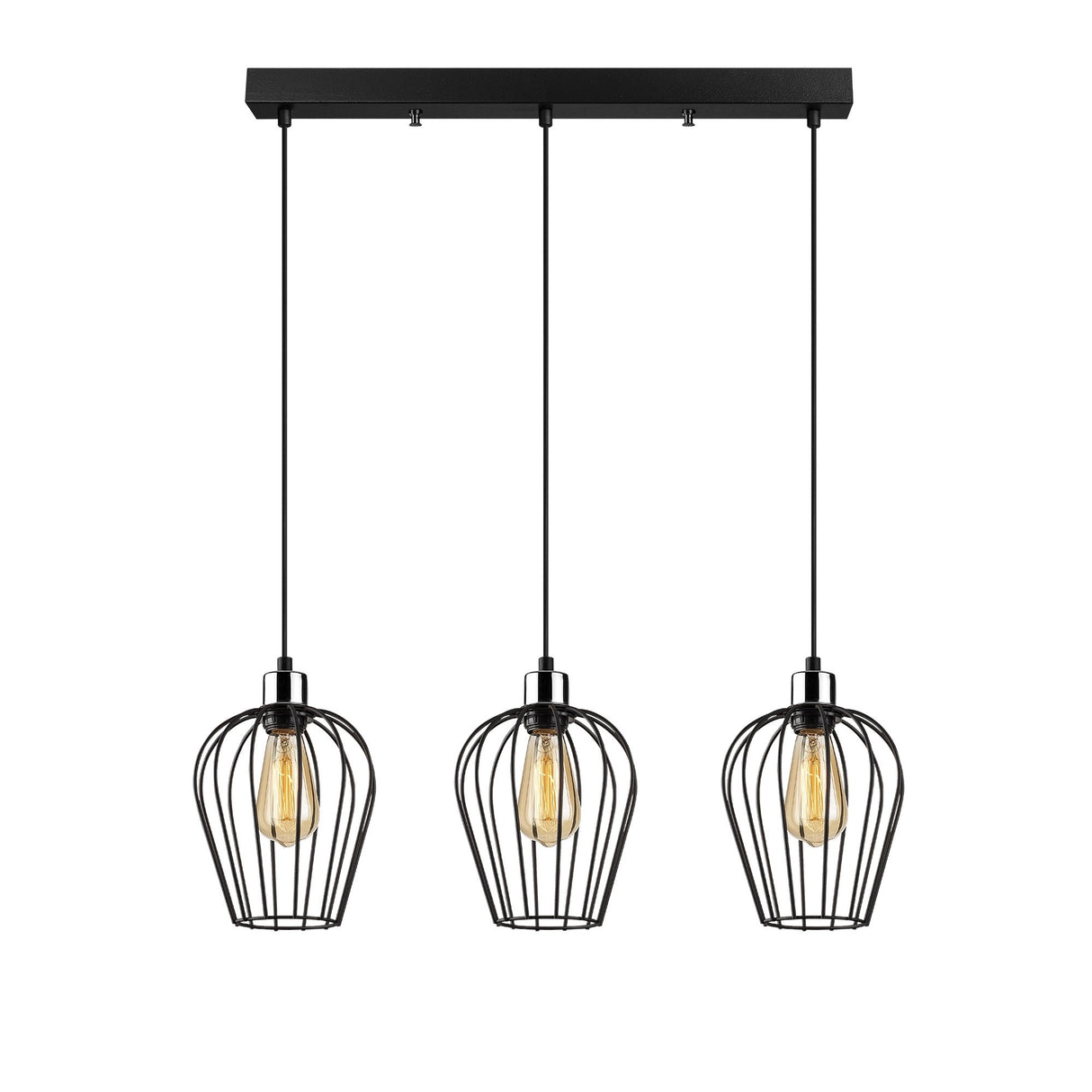 Lámpara colgante de 3 luces Negro Metal Depredador