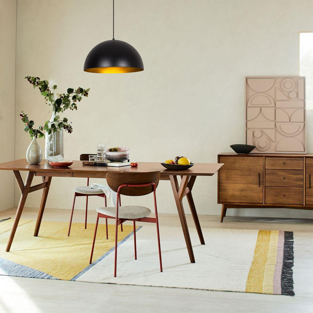 Lámpara colgante 40 cm Negro Oro Metal Echelon