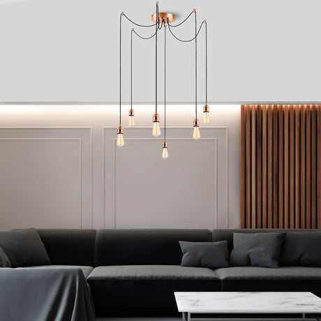 Lámpara colgante de 6 luces de metal color cobre Maris