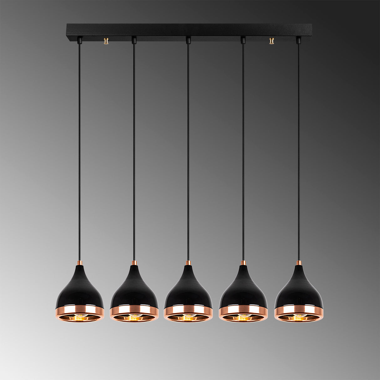 Lámpara colgante de 5 luces Negro Cobre Metal Agarre