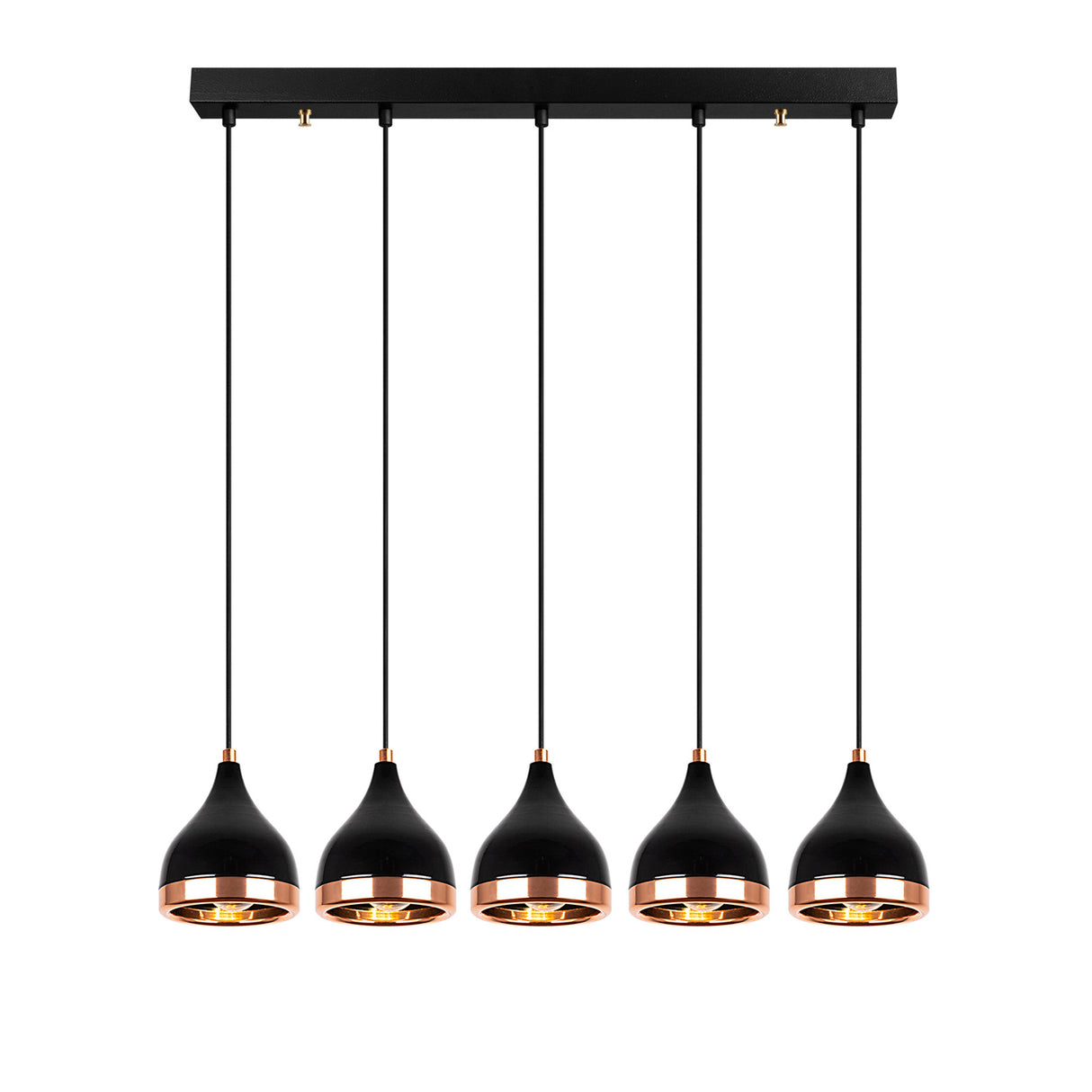 Lámpara colgante de 5 luces Negro Cobre Metal Agarre