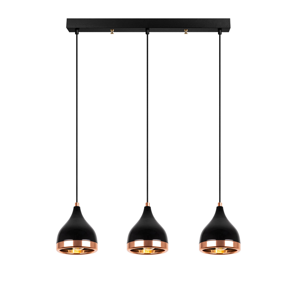 Lámpara colgante de 3 luces Negro Cobre Metal Agarre