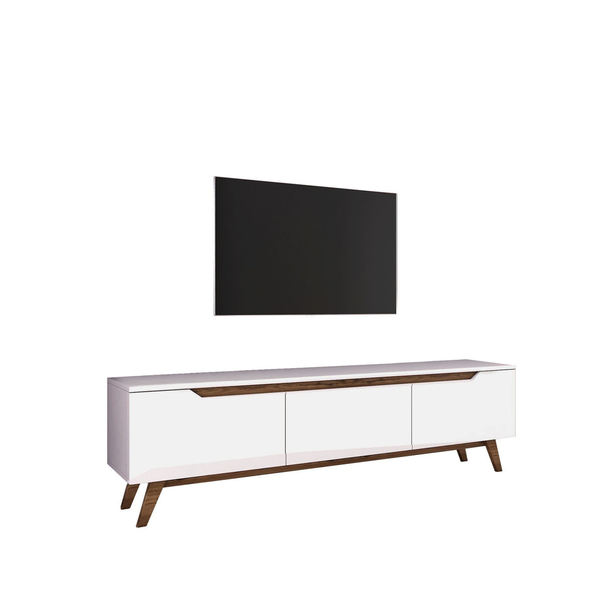 TV Meubels - TV Meubel Osiris Wit Donker Walnoot Melamine 180x48,6x35 cm - Dimehouse